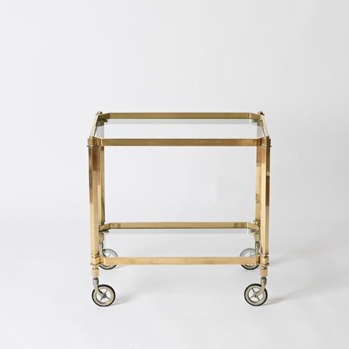 Mid-Century Modern French Bar Cart in Brass from Maison Jansen, 1970s For Sale - Image 3 of 14