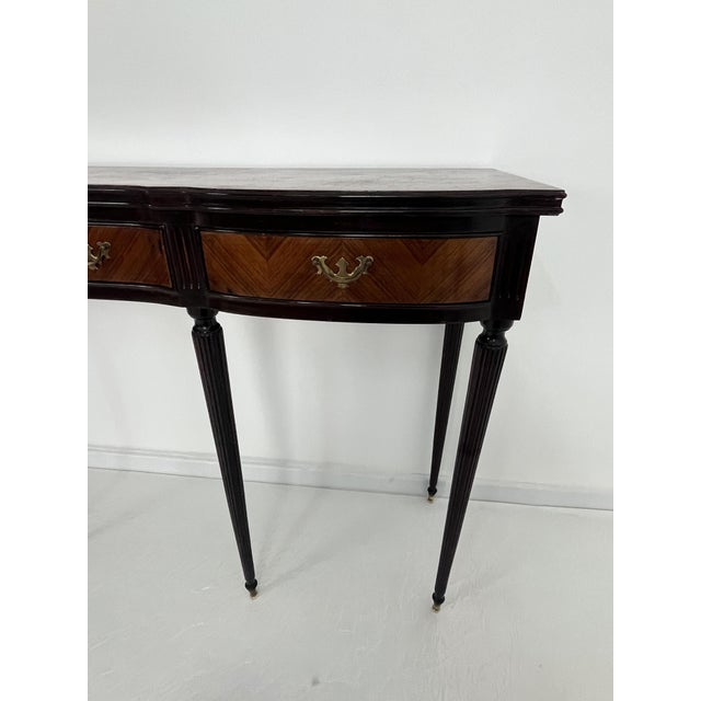 Mid-Century Italian Console Table with Brass Feet and Handles in the style of Paolo Buffa, 1960s For Sale - Image 9 of 14