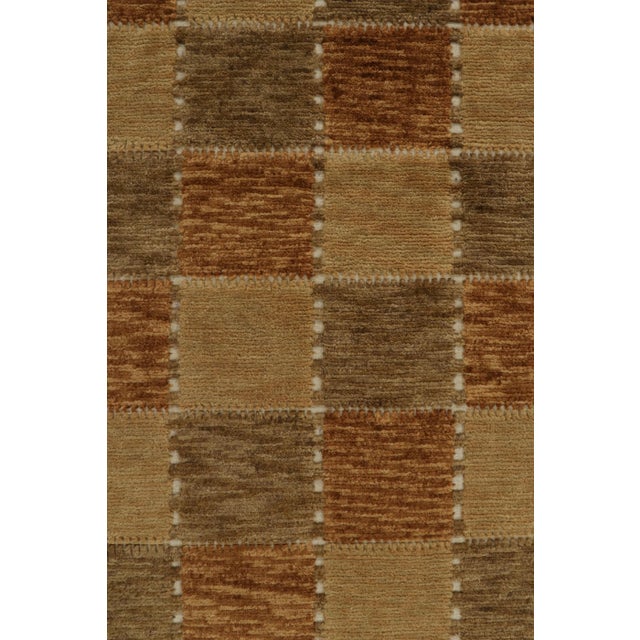 2010s Rug & Kilim’s Scandinavian Style Rug With Geometric Patterns in Brown Tones For Sale - Image 5 of 8