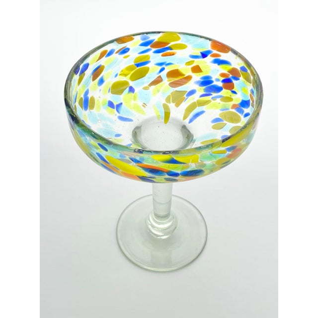 Mexican Handblown Colorful Confetti Margarita Glasses - a Pair For Sale - Image 4 of 6