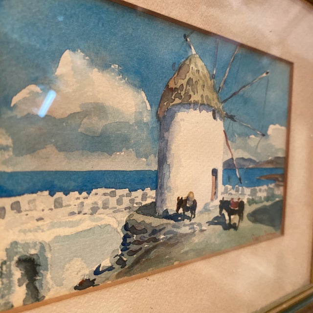 Italian Watercolor W/Stand For Sale In Miami - Image 6 of 8