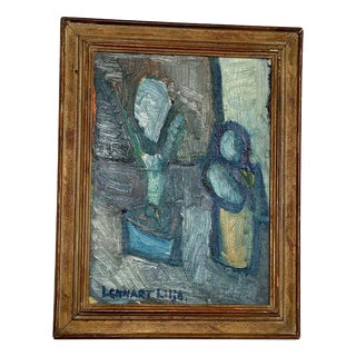 Lennart Liljo, Plant Pot, 1960s, Oil on Panel, Framed For Sale
