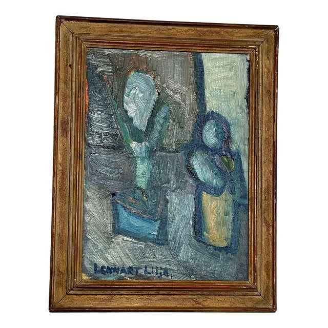 Lennart Liljo, Plant Pot, 1960s, Oil on Panel, Framed For Sale