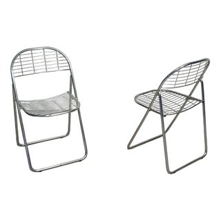 Metal Åland Folding Chairs by Niels Gammelgaard for Ikea, 1970s, Set of 2 For Sale