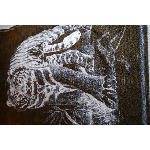 Textile Biederlack Style Tiger Throw Blanket Very Soft 53" X 73" Reversible Vintage For Sale - Image 7 of 14