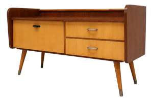 Vintage Low Sideboard Hallway Cabinet with Flap and 2 Drawers