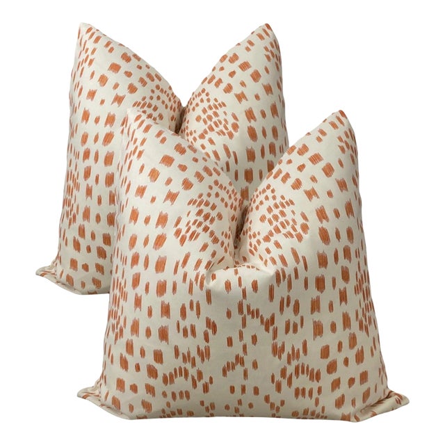 Tangerine Two-Sided Abstract Animal Print 22' Pillows - a Pair For Sale