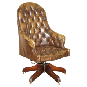 Vintage Director's or Captain's Chesterfield Armchair in Brown Leather