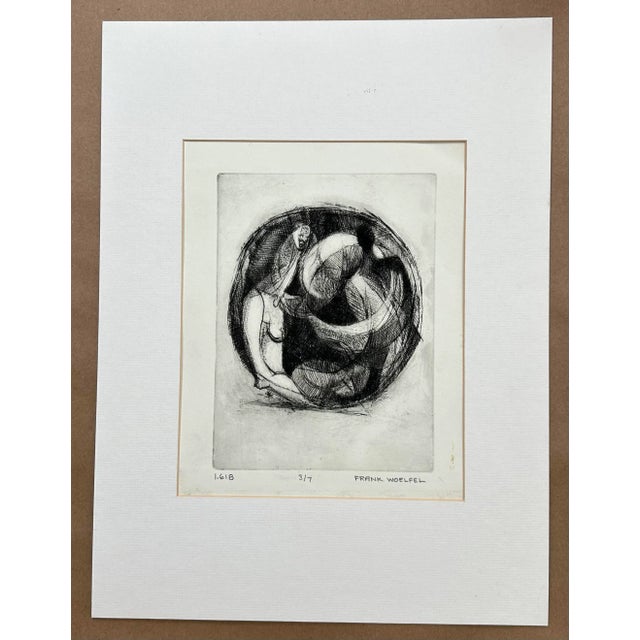 Mid 20th Century Woelfel Frank Abstract Figurative Limited Edition Etching Numbered 3/7 For Sale In Palm Springs - Image 6 of 6