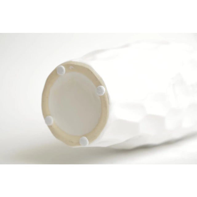Vintage Italian White Ceramic Textural Vase or Vessel, 1980's For Sale - Image 9 of 10