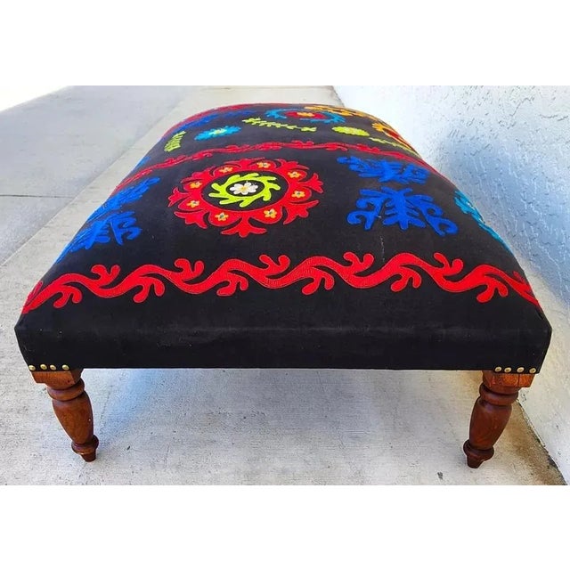 1990s Ottoman Table Hand Embroidered For Sale - Image 5 of 10