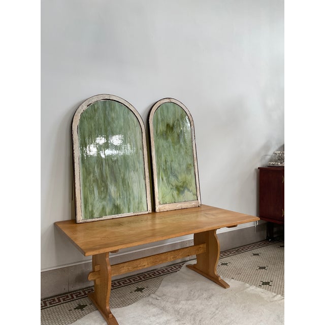 Vintage Arch Top Slag Glass Window, Early 20th C For Sale - Image 12 of 14