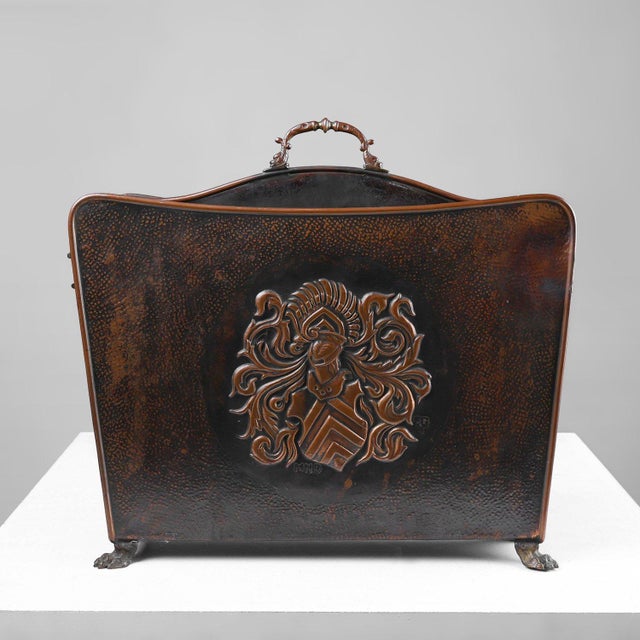 Mid-Century Modern Magazine Rack in Hammered Copper, France, 1890s For Sale - Image 11 of 11