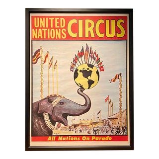 1960s United Nations Circus Poster, Framed For Sale