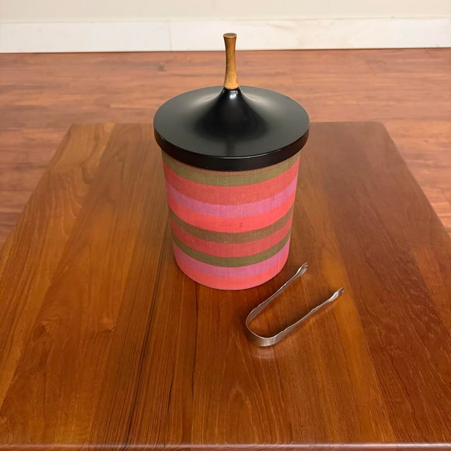 Pink Mid 20th Century Laurids Lonborg Danish Mid-Century Striped Ice Bucket For Sale - Image 8 of 10