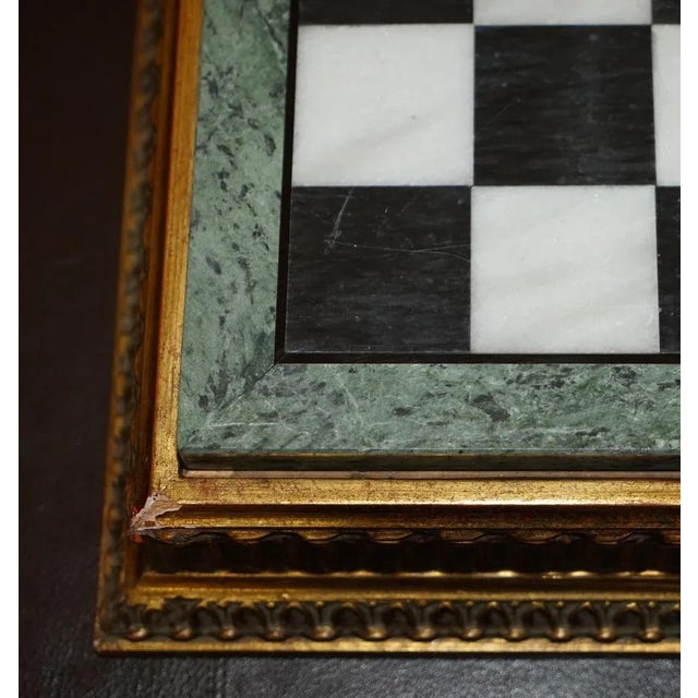 Victorian Chessboard & Pieces in Italian Marble & Giltwood from Staunton, Set of 17 For Sale - Image 14 of 18