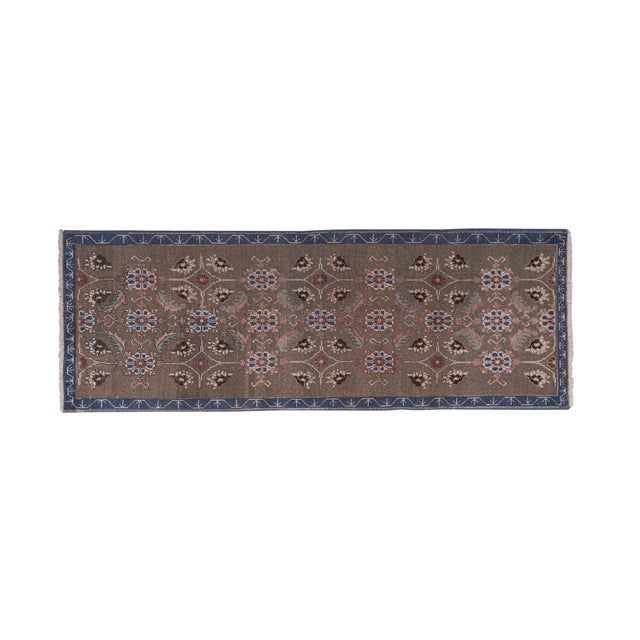 Vintage Brown Turkish Karapinar Rug 2'6'' x 7'5'' 31" x 91" / 79 x 230 Cm Hand woven with high quality pure wool Excellent...