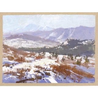 011 - Plein Air-Daniels Peak, CO, 2/13/22 by Judd Mercer | Gouache Landscape of Daniels Peak in winter For Sale