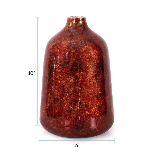 Red Sharma Crimson Gold Slanted Vase Large For Sale - Image 8 of 10