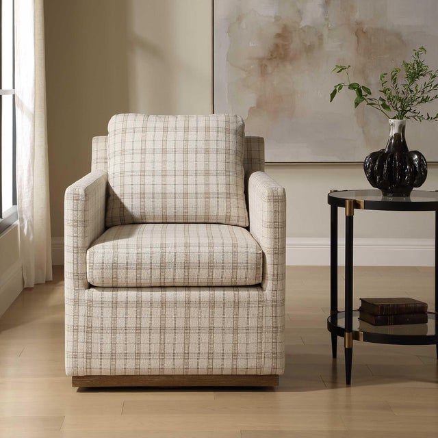 2020s Basie Casual Linen Swivel Chair For Sale - Image 5 of 9