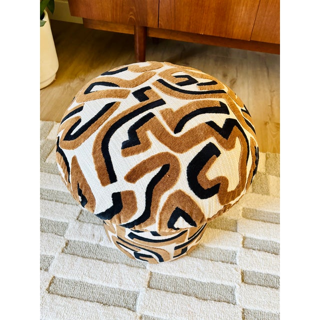 Not Yet Made - Made To Order Mushroom Ottoman in "Serpentine" Specialty Fabric For Sale - Image 5 of 10