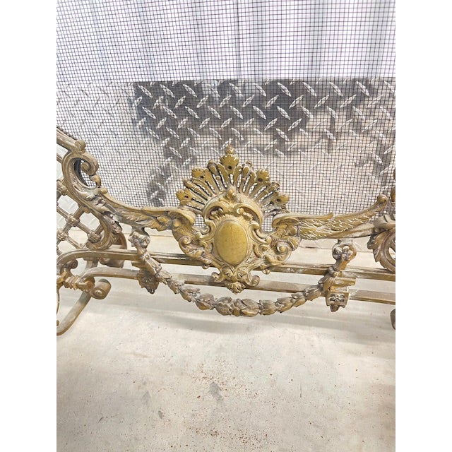 Ornate French Revival, Victorian era bronze fireplace screen. elegant lines and fine qualtiy bronze.
