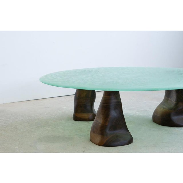 Green Glass Powder and Walnut Coffee Table by Alexander Knysch For Sale - Image 14 of 15