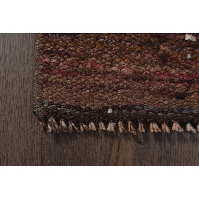 Textile 1970s Vintage Handmade Wool Cotton Brown Runner Rug For Sale - Image 7 of 11