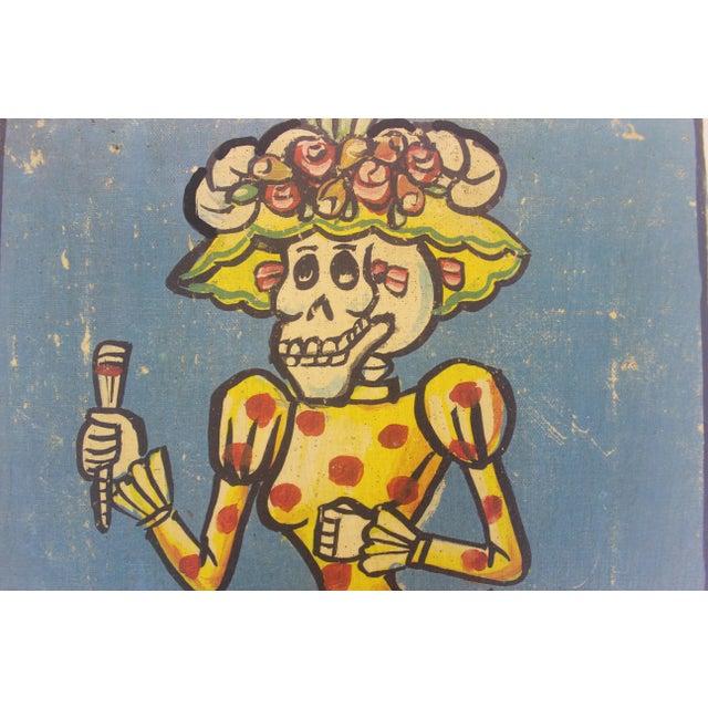 Vintage Mexican Day of the Dead Folk Art Painting For Sale - Image 11 of 11