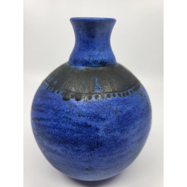 Vase in Blue Ceramic by Jacques Blin, France, 1970s For Sale - Image 6 of 8