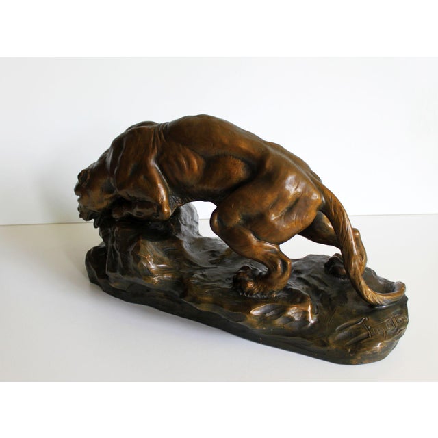 Sculpture of a Terracotta Lioness by Armand Fagotto, 20th Century For Sale - Image 6 of 14