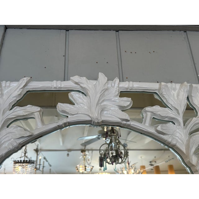 Pair of mid-century white composite Serge Roche style Palm Beach Hollywood Regency wall mirrors with incredible glamour. CD