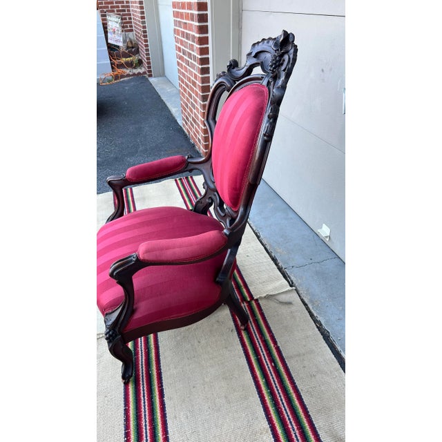 Antique Walnut Victorian Carved Bergere Arm Chair, Circa 1860’s For Sale - Image 10 of 12