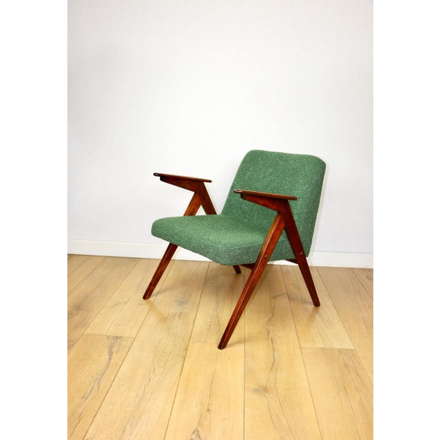 Green Bouclé Bunny Lounge Chair attributed to J. Chierowski, 1970s For Sale - Image 10 of 13