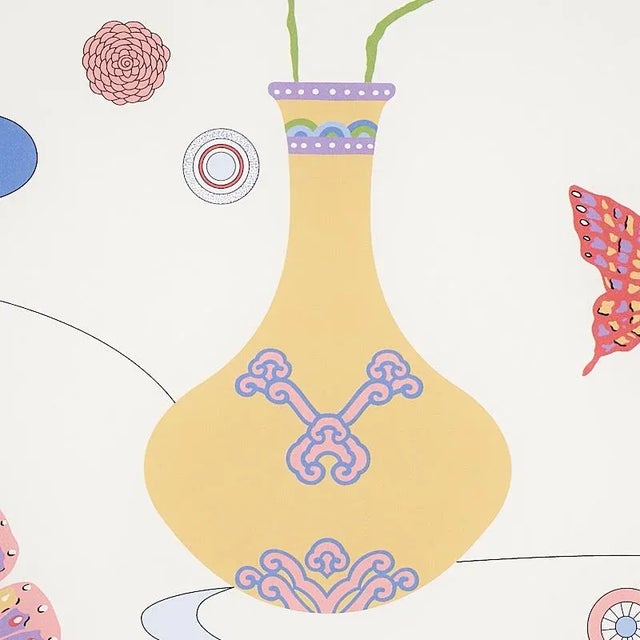 Mid-Century Modern Sample - Schumacher X Cristina Buckley Fantasia Wallpaper in Formosa Ivory For Sale - Image 3 of 4