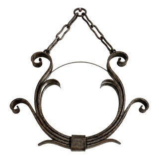 Wrought Iron Wall Mirror by Raymond Subes, 1940s For Sale