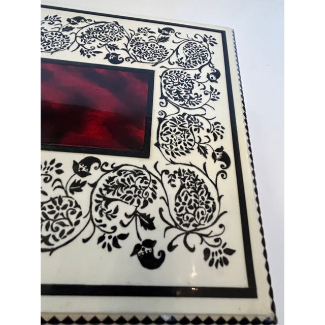 One of a Kind Artist Painted Decorative Red Faux Tortoise Box For Sale In Philadelphia - Image 6 of 15