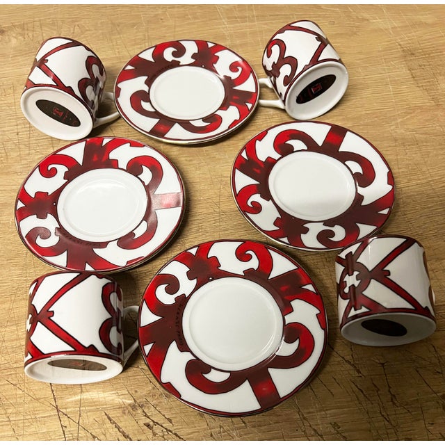 Hermès Hermes Demitasse/Espresso 4 Cups Saucers “Balcon Du Guadalquivir” - 8pcs For Sale - Image 4 of 10