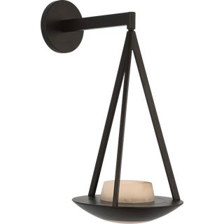 Barbara Barry for Visual Comfort Signature Divina 19" Floating Bowl Sconce in Modern Iron with Alabaster For Sale
