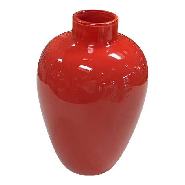 Mid Century Italian Red Vase by Venini 1960s For Sale