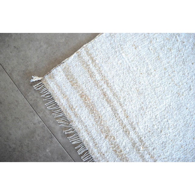 Textile Vintage Rug Natural Stripe Turkish Sisal Hemp Kilim Rug - 3′10″ × 6′3″ For Sale - Image 7 of 9