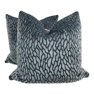 Black Edition "Romita Velvet" in Teal 22" Pillows-A Pair For Sale
