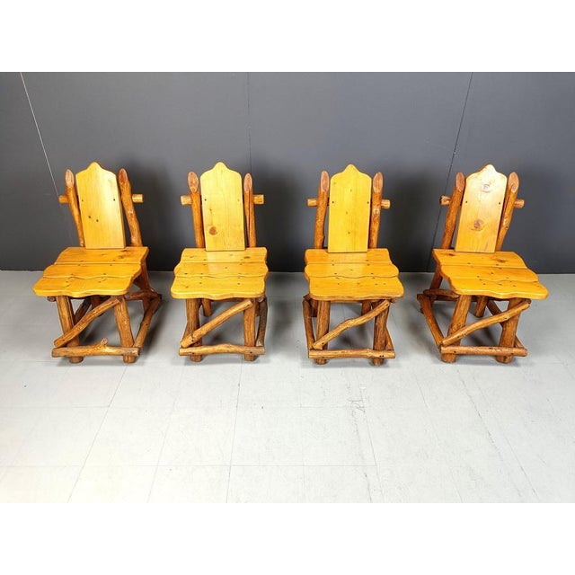 Mid century solid oak brutalist dining chairs. Very cool set of chairs Good original condition. 1960s - Germany...