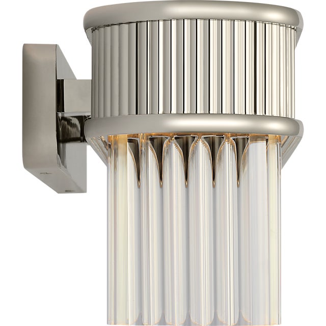 Modern Marie Flanigan for Visual Comfort Signature Menil 24" Linear Sconce in Polished Nickel with Crystal Rods For Sale - Image 3 of 9