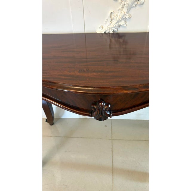 Brown Antique Victorian Mahogany Serpentine Console Hall Table, 1850 For Sale - Image 8 of 10