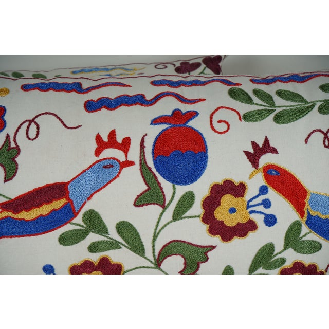 Hand Embroidered Suzani Pillow Cover - A Pair For Sale - Image 4 of 5