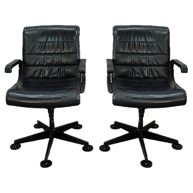 Set of Leather Office Chairs attributed to Richard Sapper for Knoll Inc. / Knoll International, 1979 For Sale