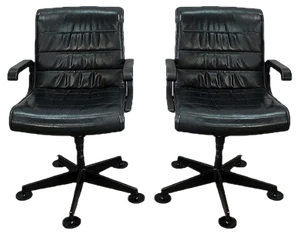 Set of Leather Office Chairs attributed to Richard Sapper for Knoll Inc. / Knoll International, 1979