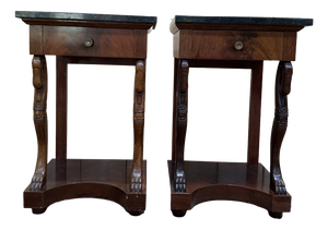 Empire Style Bedside Tables, 1940s, Set of 2