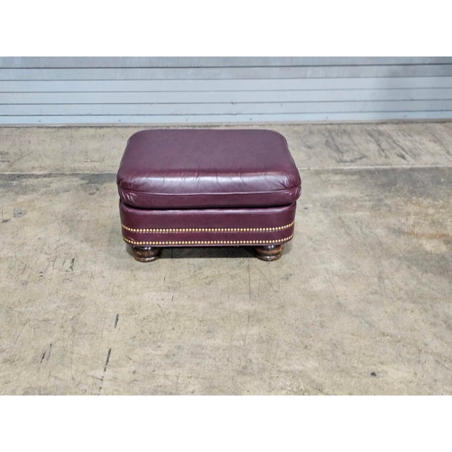 Late 20th Century Hancock & Moore Burgundy Leather Club Chair Arm Chair W Match Ottoman Made in the Usa For Sale - Image 12 of 14